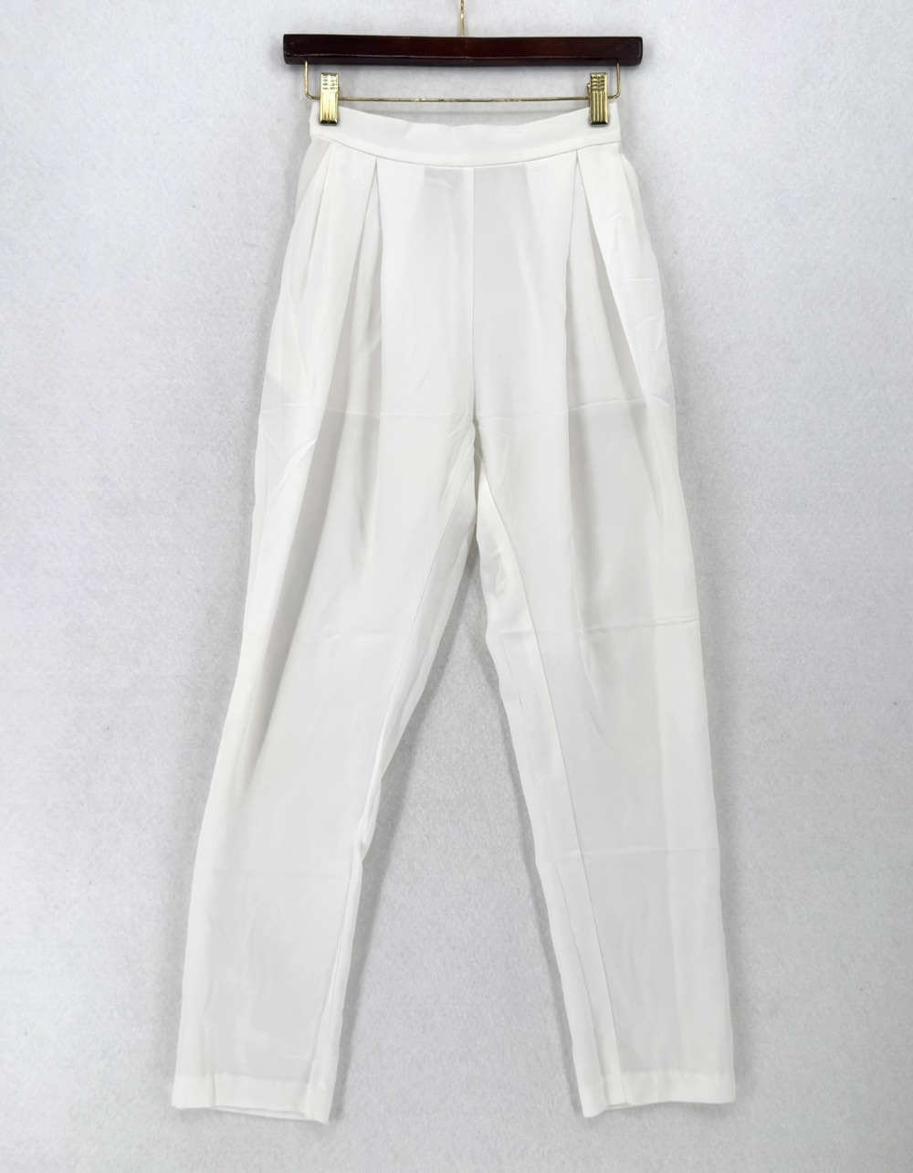 Pinkyotto White High Waisted Pleated Tailored Tapered Leg Trouser Pants
